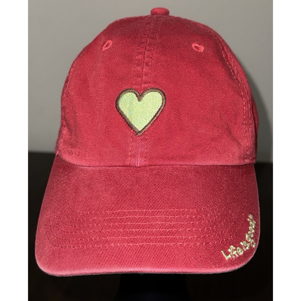 Life is Good‎ Heart One Size Adjustable Strap Red Hat Cap 100% Cotton